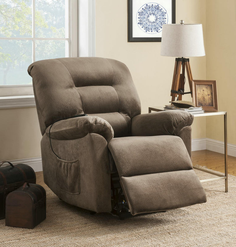 Upholstered Power Lift Recliner Brown Sugar - What A Room
