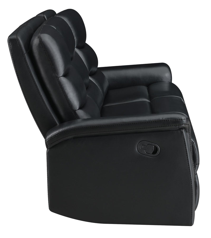 Dario Upholstered Channeled Back Motion Sofa Black - What A Room