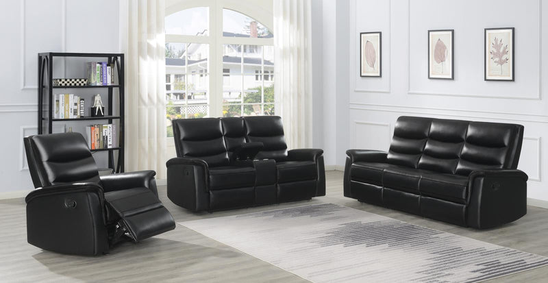 Dario Upholstered Channeled Back Motion Sofa Black - What A Room