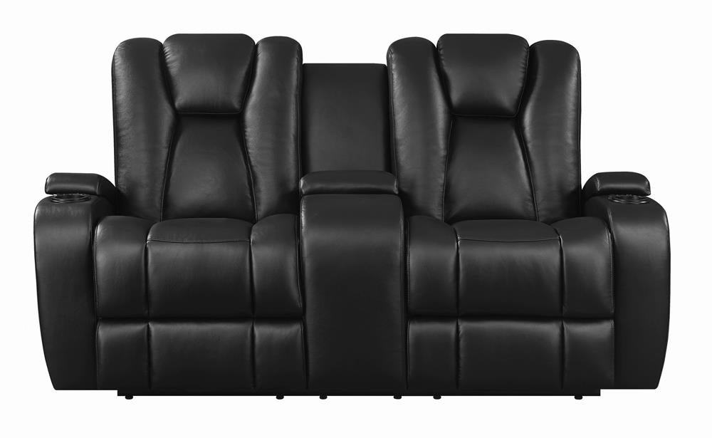 Delange Power^2 Loveseat with Headrests Black - What A Room