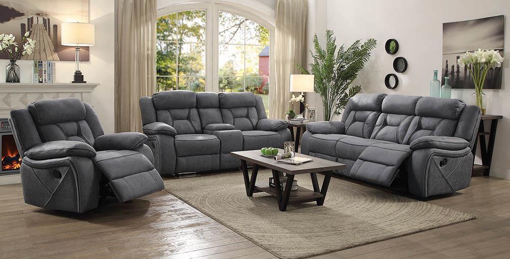 Higgins Pillow Top Arm Motion Loveseat with Console Grey - What A Room