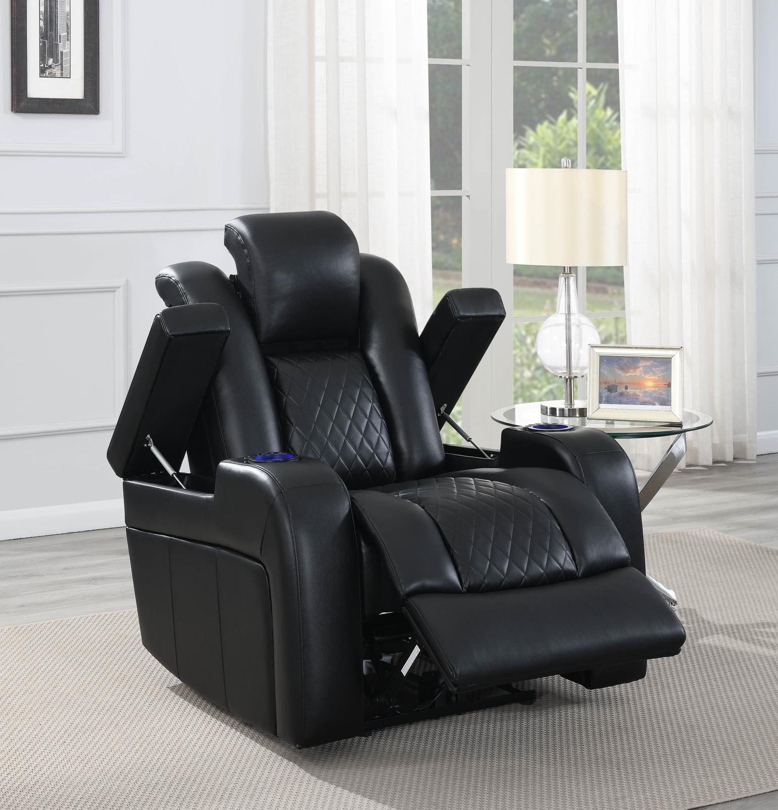 Delangelo Power^2 Recliner with Cup Holders Black - What A Room