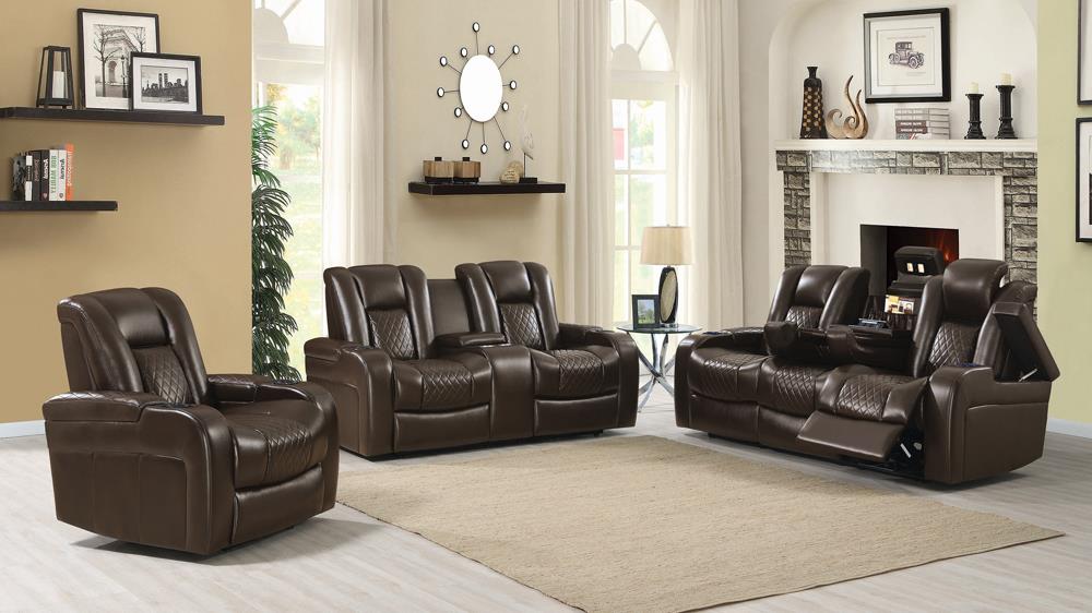 Delangelo Power^2 Recliner with Cup Holders Brown - What A Room