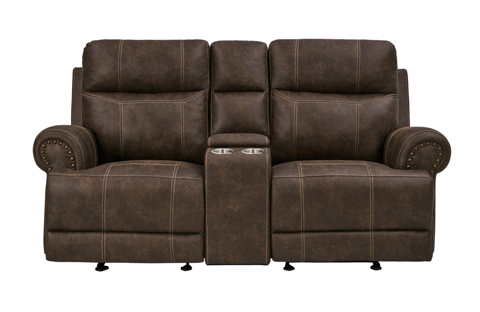 Brixton Glider Loveseat with Cup Holders Buckskin Brown - What A Room