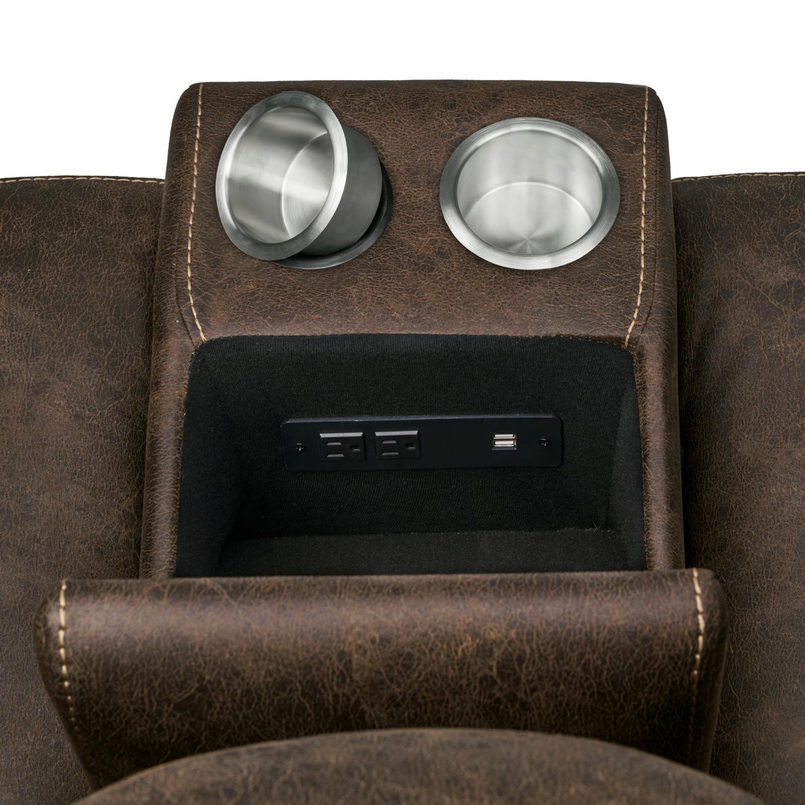 Brixton Glider Loveseat with Cup Holders Buckskin Brown - What A Room