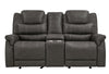 Wyatt Upholstered Glider Loveseat with Console Grey - What A Room