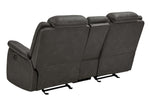 Wyatt Upholstered Glider Loveseat with Console Grey - What A Room