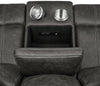 Wyatt Upholstered Glider Loveseat with Console Grey - What A Room