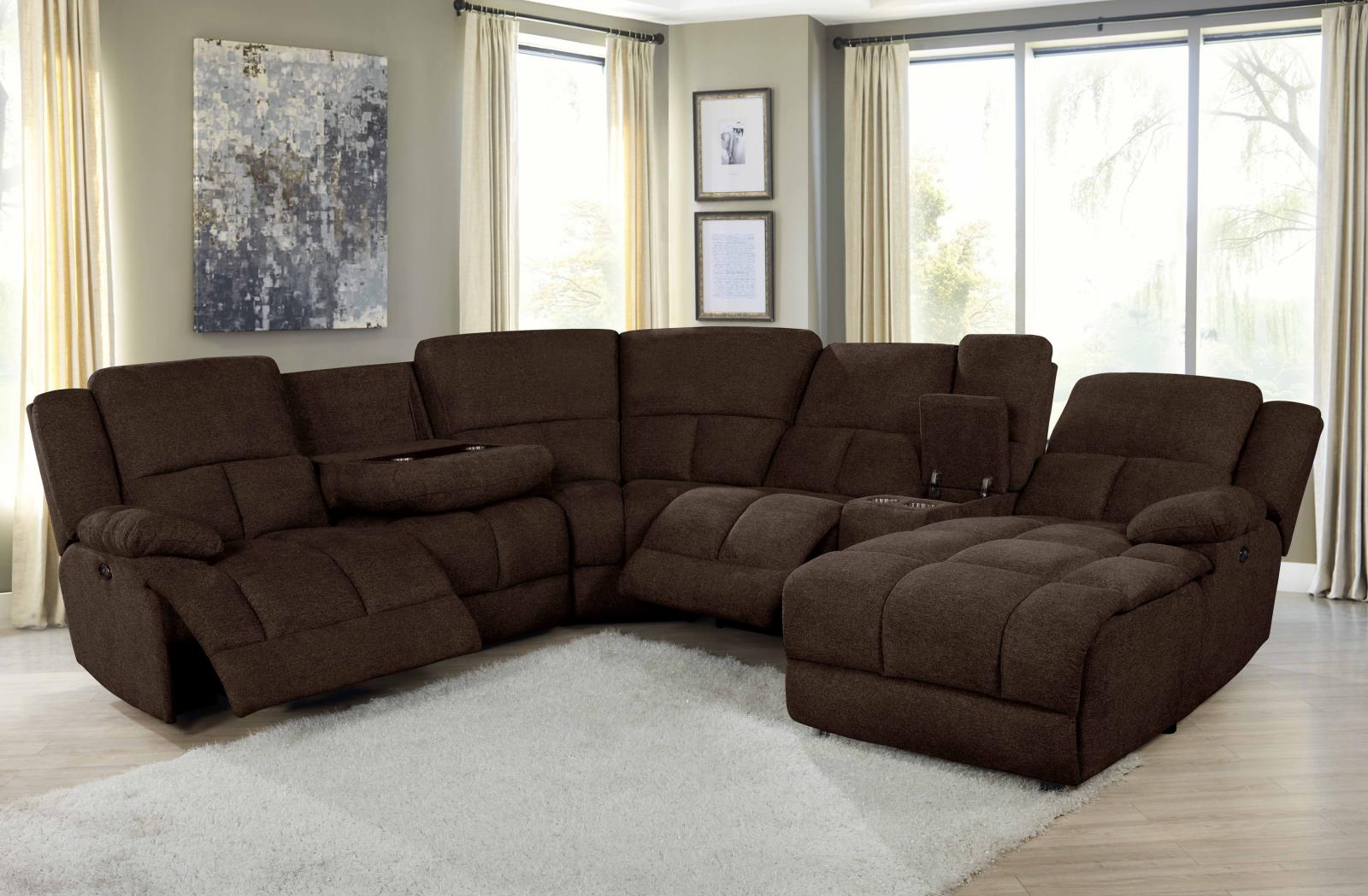 Belize 6-piece Pillow Top Arm Power Sectional Brown - What A Room