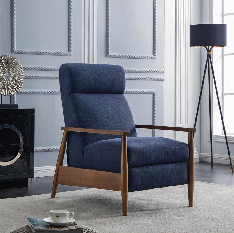 Upholstered Push-Back Recliner Navy Blue - What A Room