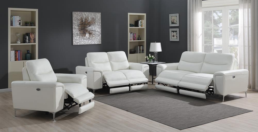 Largo 3-piece Upholstered Power Living Room Set White - What A Room
