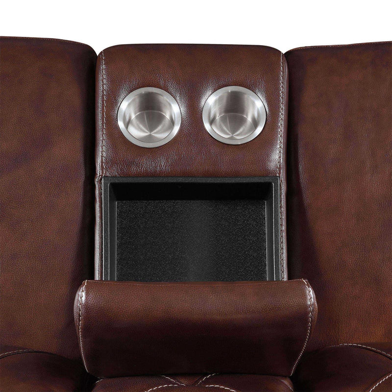 Chester Upholstered Power Reclining Seat and Power Headrest Loveseat with Console Chocolate - What A Room