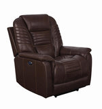 Upholstered Power^3 Recliner with Power Headrest Brown - What A Room