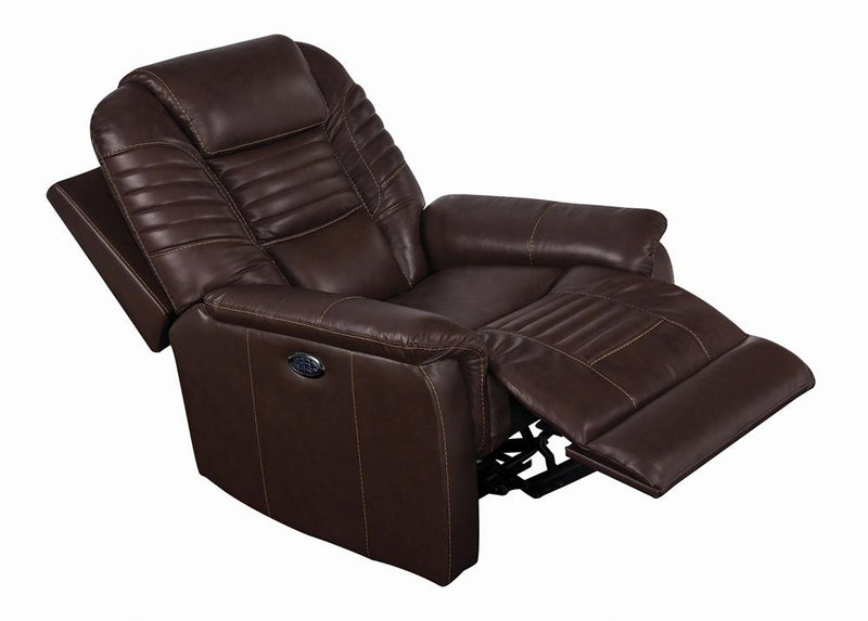 Upholstered Power^3 Recliner with Power Headrest Brown - What A Room