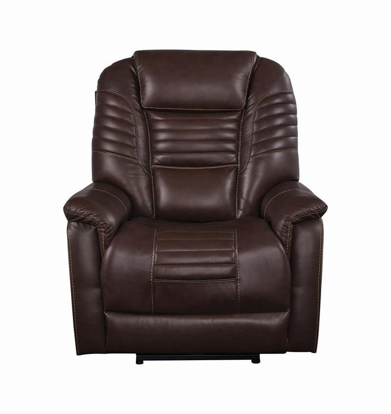 Upholstered Power^3 Recliner with Power Headrest Brown - What A Room