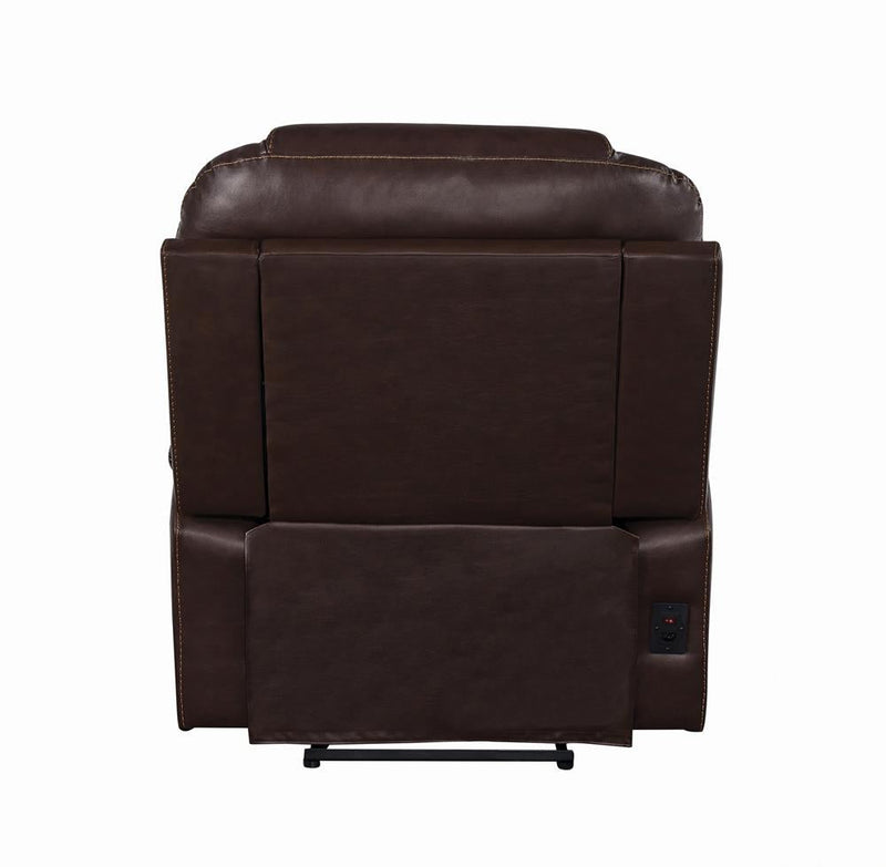Upholstered Power^3 Recliner with Power Headrest Brown - What A Room