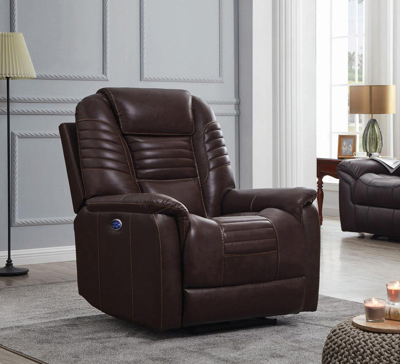 Upholstered Power^3 Recliner with Power Headrest Brown - What A Room