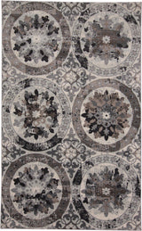 Interesting mix of round and ornate designs on this transitional rectangular rug - Get traditional and transitional home furnishings in Santa Clara 