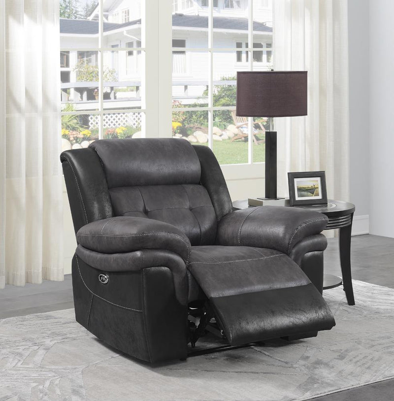 Saybrook Tufted Cushion Power Recliner Charcoal and Black - What A Room
