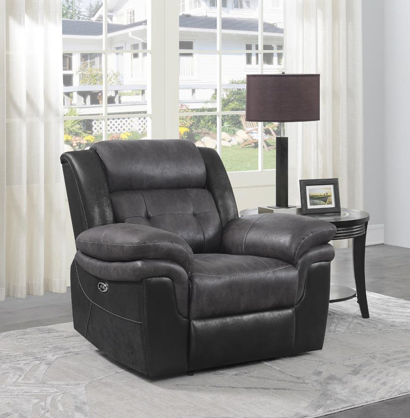 Saybrook Tufted Cushion Power Recliner Charcoal and Black - What A Room