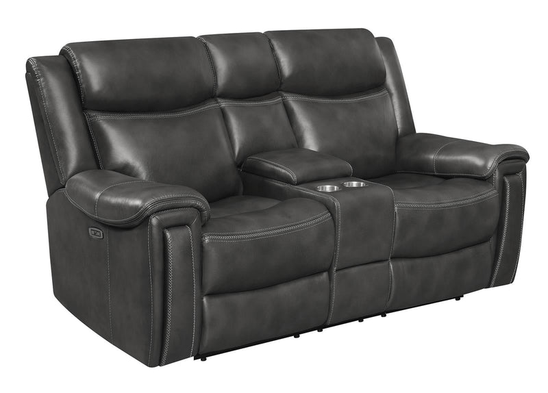 Shallowford Upholstered Power^2 Loveseat with Console Hand Rubbed Charcoal - What A Room