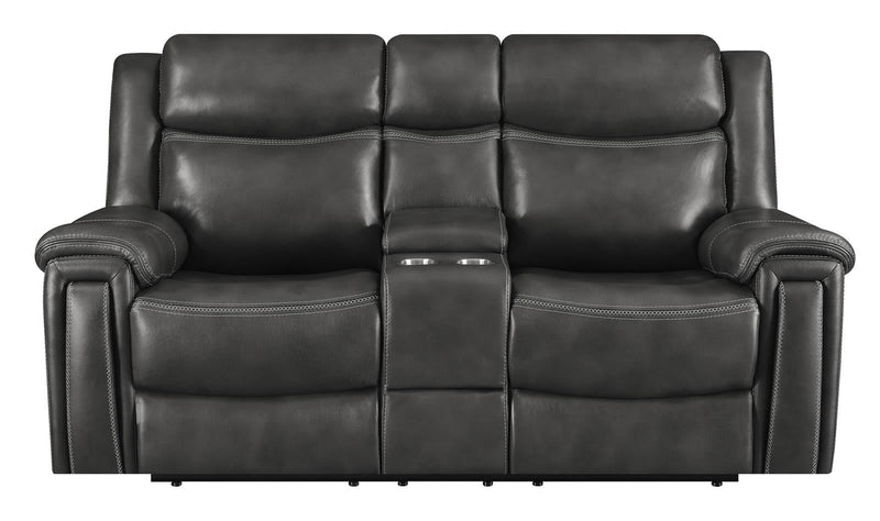 Shallowford Upholstered Power^2 Loveseat with Console Hand Rubbed Charcoal - What A Room