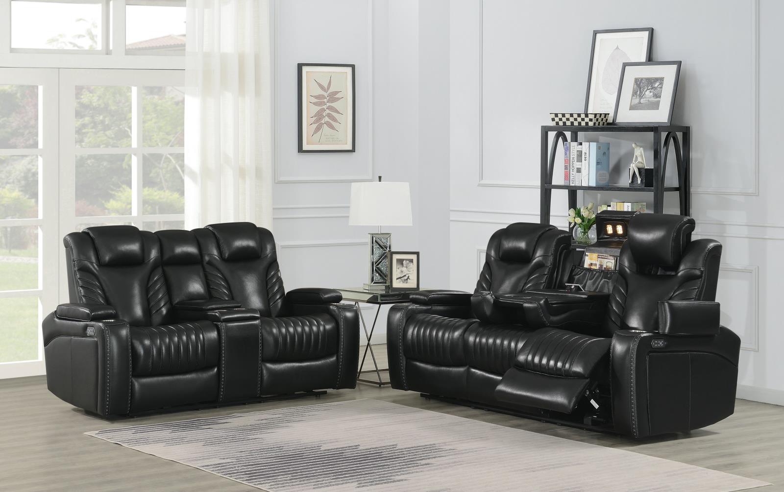 Bismark 2-piece Living Room Set with Power Headrest Black - What A Room
