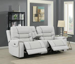 Garnet Upholstered Power Reclining Seat and Power Headrest Loveseat with Console Light Grey - What A Room