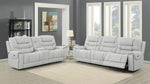 Garnet Upholstered Power Reclining Seat and Power Headrest Loveseat with Console Light Grey - What A Room