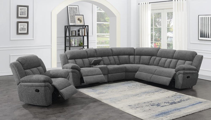 Bahrain 6-piece Upholstered Motion Sectional Charcoal - What A Room