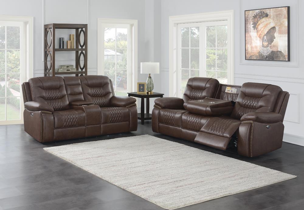 Flamenco 2-piece Tufted Upholstered Power Living Room Set Brown - What A Room