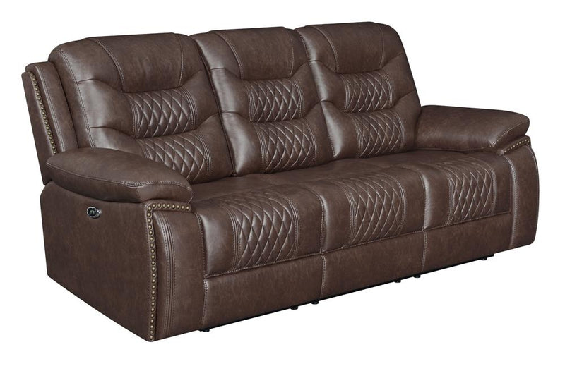 Flamenco Tufted Upholstered Power Sofa Brown - What A Room