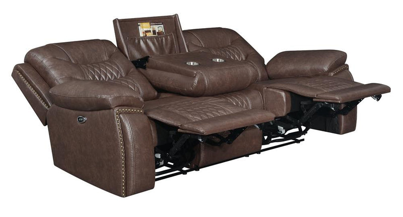 Flamenco Tufted Upholstered Power Sofa Brown - What A Room