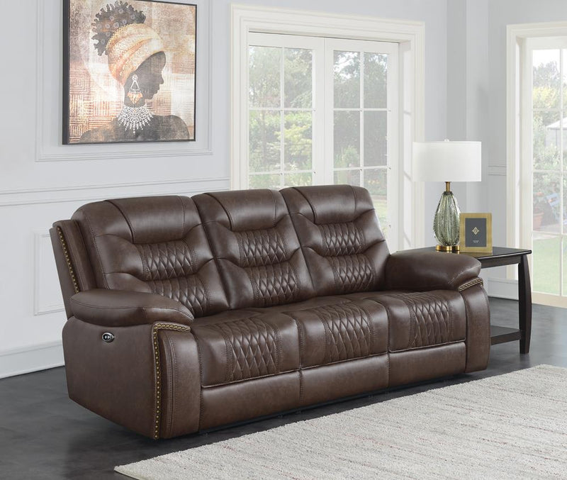 Flamenco Tufted Upholstered Power Sofa Brown - What A Room