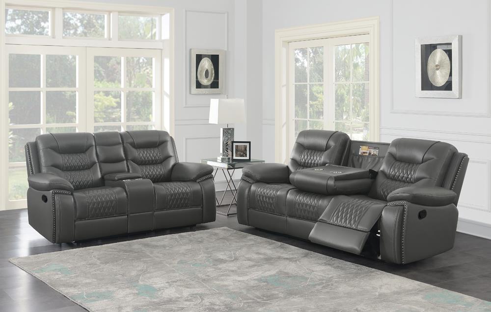 Flamenco 2-piece Tufted Upholstered Motion Living Room Set Charcoal - What A Room