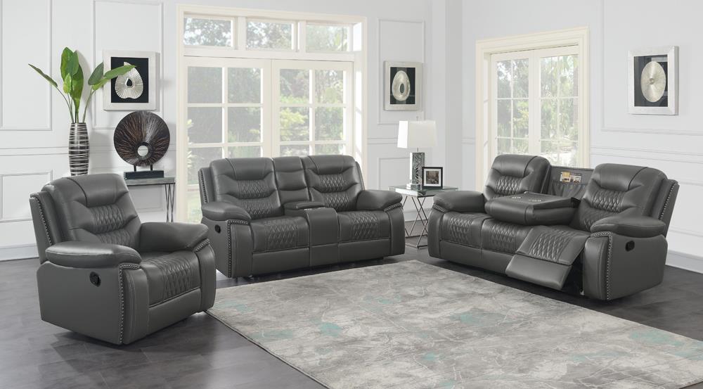 Flamenco 3-piece Tufted Upholstered Motion Living Room Set Charcoal - What A Room
