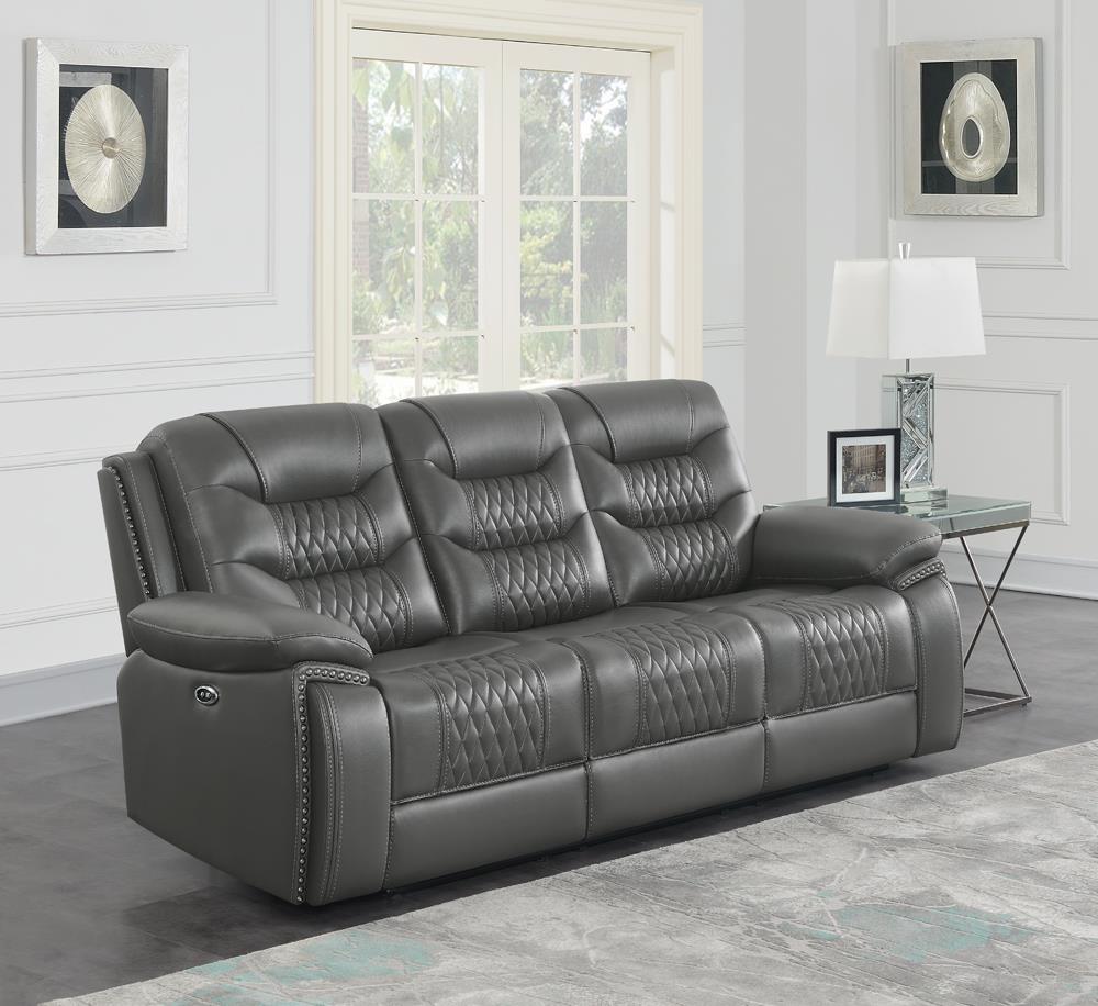 Flamenco Tufted Upholstered Power Sofa Charcoal - What A Room