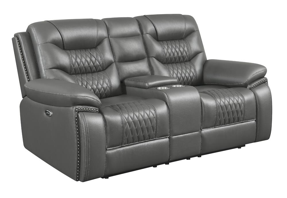 Flamenco Tufted Upholstered Power Loveseat with Console Charcoal - What A Room