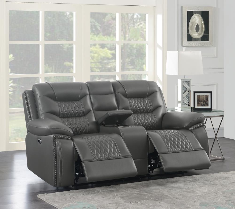 Flamenco Tufted Upholstered Power Loveseat with Console Charcoal - What A Room