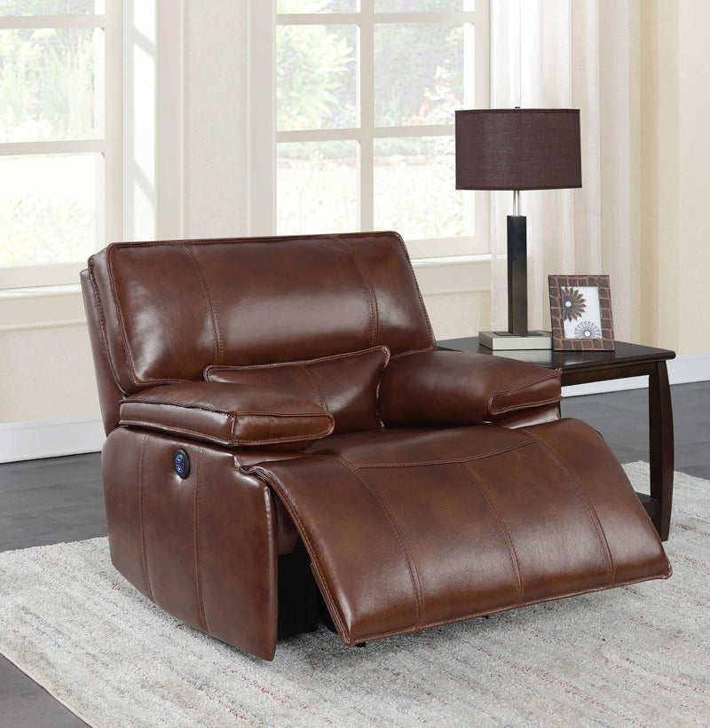 Southwick Pillow Top Arm Power Glider Recliner Saddle Brown - What A Room