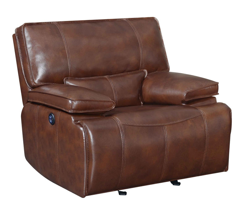 Southwick Pillow Top Arm Power Glider Recliner Saddle Brown - What A Room