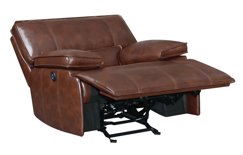 Southwick Pillow Top Arm Power Glider Recliner Saddle Brown - What A Room