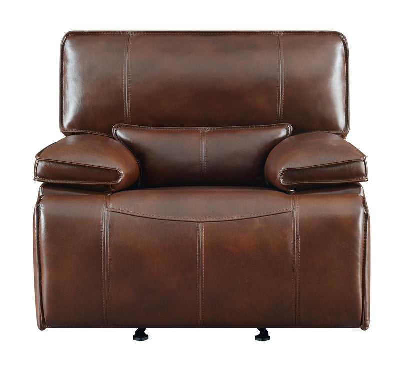 Southwick Pillow Top Arm Power Glider Recliner Saddle Brown - What A Room