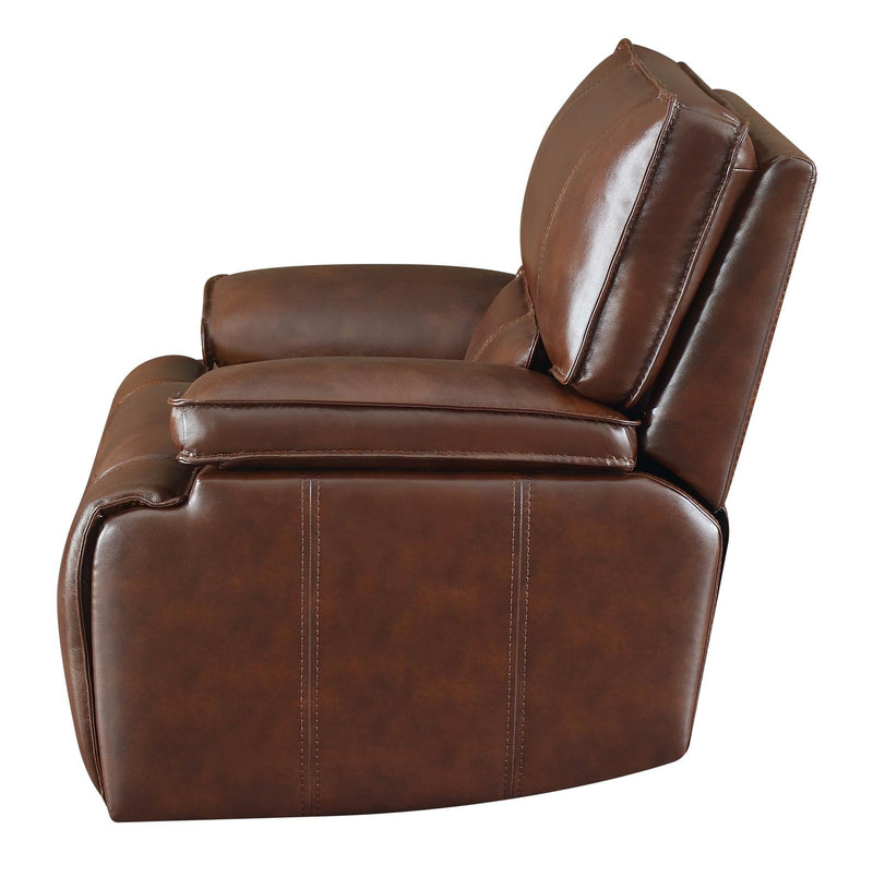 Southwick Pillow Top Arm Power Glider Recliner Saddle Brown - What A Room
