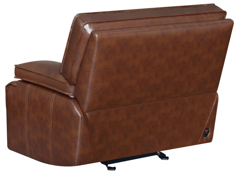Southwick Pillow Top Arm Power Glider Recliner Saddle Brown - What A Room
