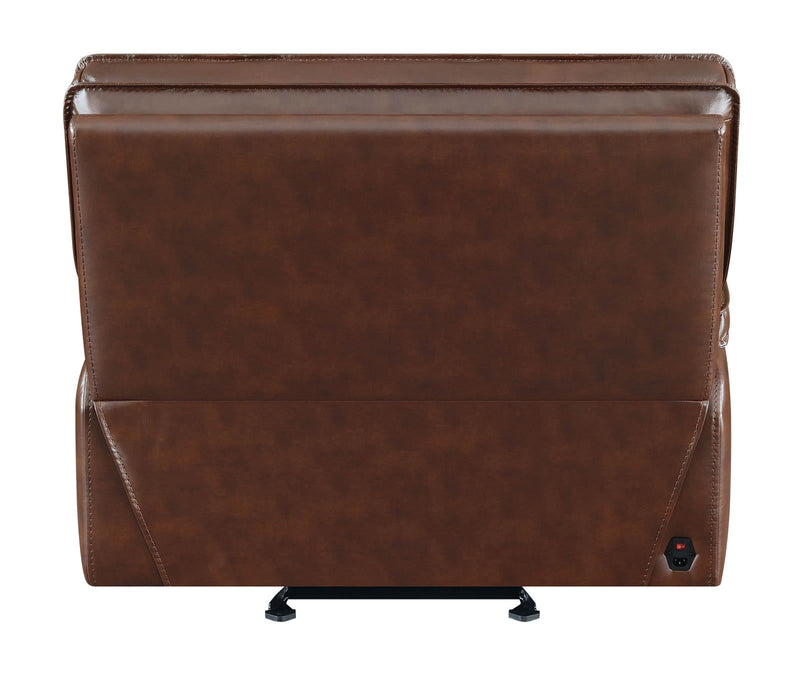 Southwick Pillow Top Arm Power Glider Recliner Saddle Brown - What A Room
