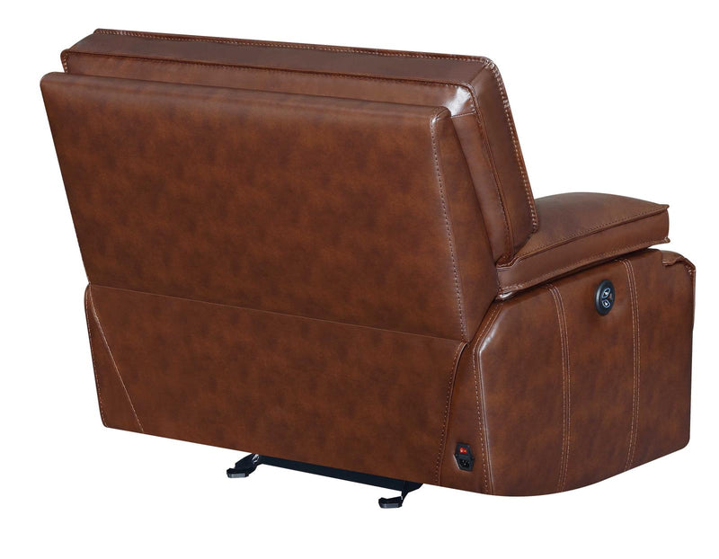 Southwick Pillow Top Arm Power Glider Recliner Saddle Brown - What A Room