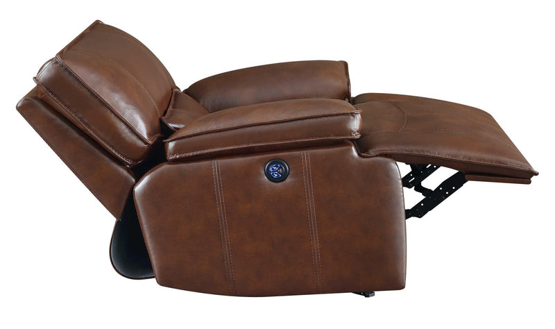 Southwick Pillow Top Arm Power Glider Recliner Saddle Brown - What A Room