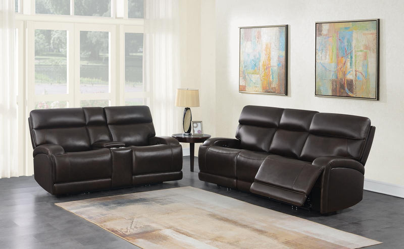 Longport 2-piece Upholstered Power Living Room Set Dark Brown - What A Room