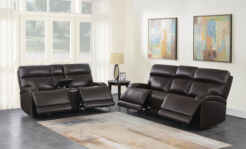 Longport 2-piece Upholstered Power Living Room Set Dark Brown - What A Room
